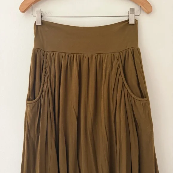 Garnet Hill Favorite Maxi Knit Skirt Sandalwood Brown Pockets Size Medium Petite - Picture 9 of 10
